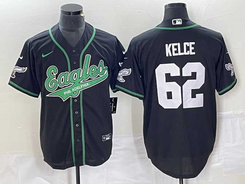 Mens Philadelphia Eagles #62 Jason Kelce Black Cool Base Stitched Baseball Jersey->philadelphia eagles->NFL Jersey